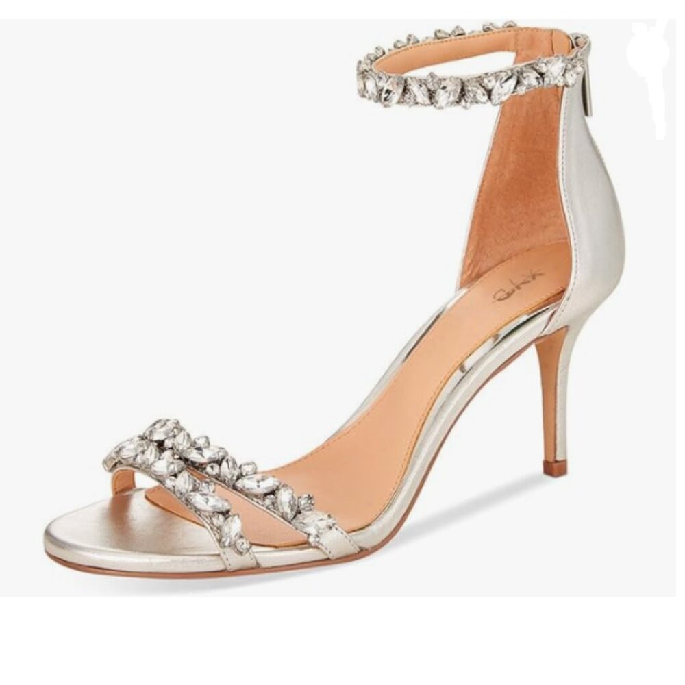 XYD Silver High Heel Rhinestone Strappy Sandals Open Toe Ankle Strap Prom Shoes